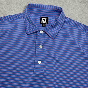 Footjoy Golf Polo Shirt Mens Extra Large Performance Stretch Red Blue Stripes
